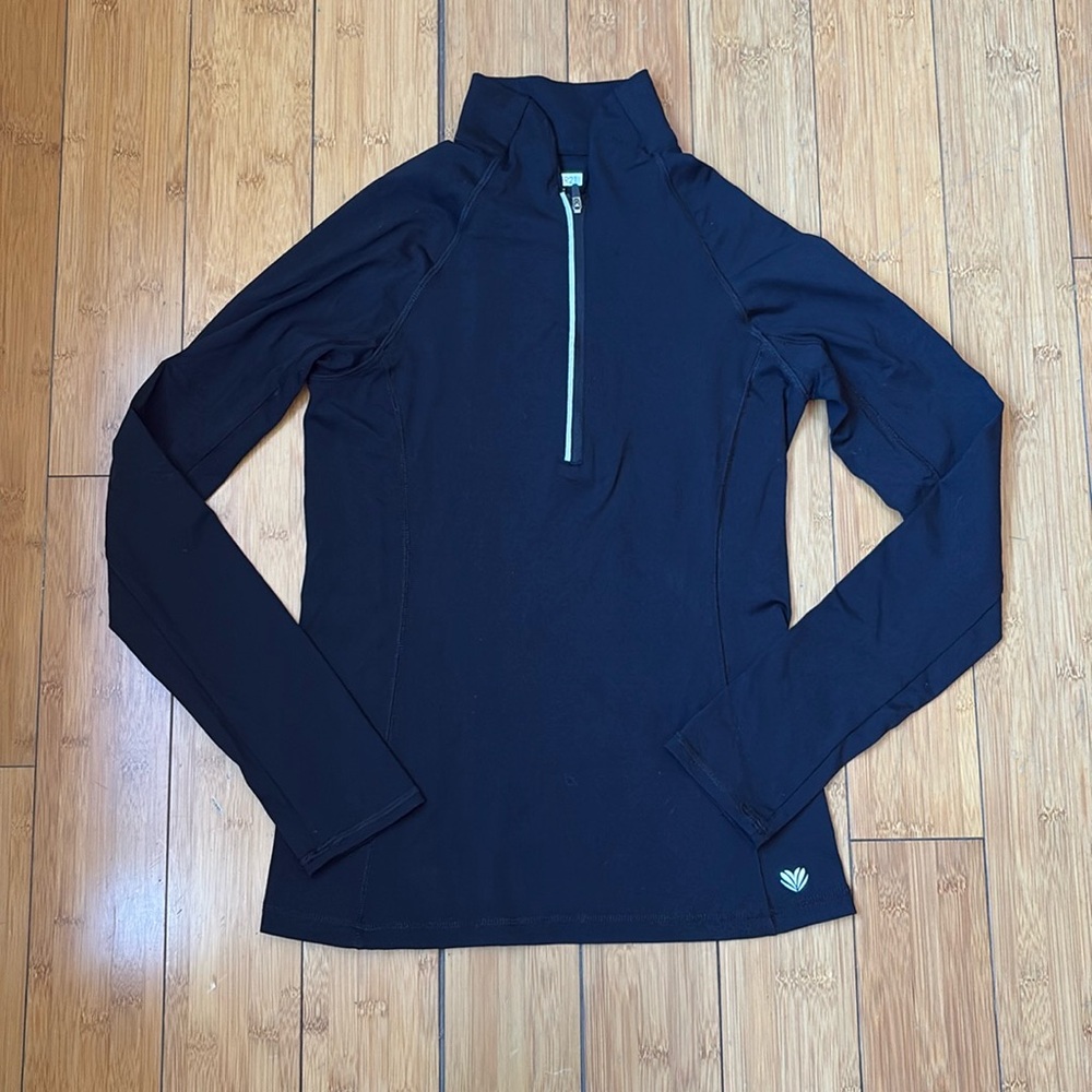 Black 1/4 Zip Athleisure / Running Long Sleeve Top - Forever 21 Medium